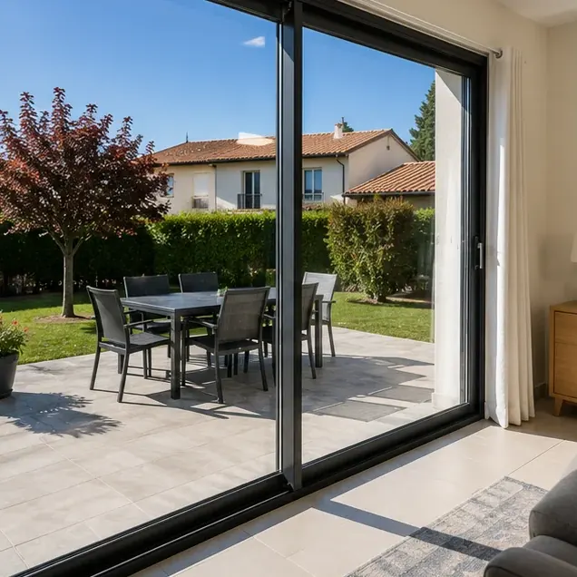 Nettoyage de vitres — baie vitrée après nettoyage