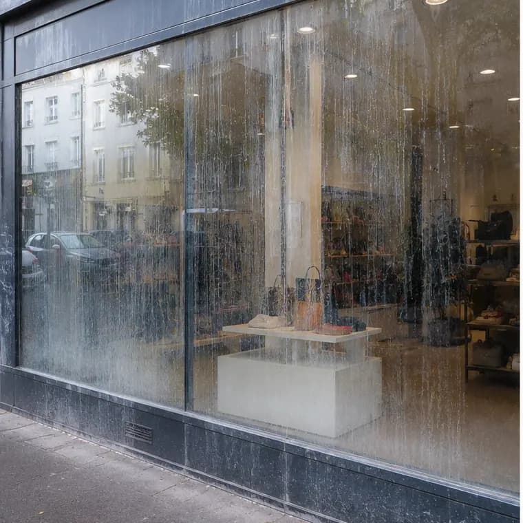 Vitrine de commerce avant nettoyage